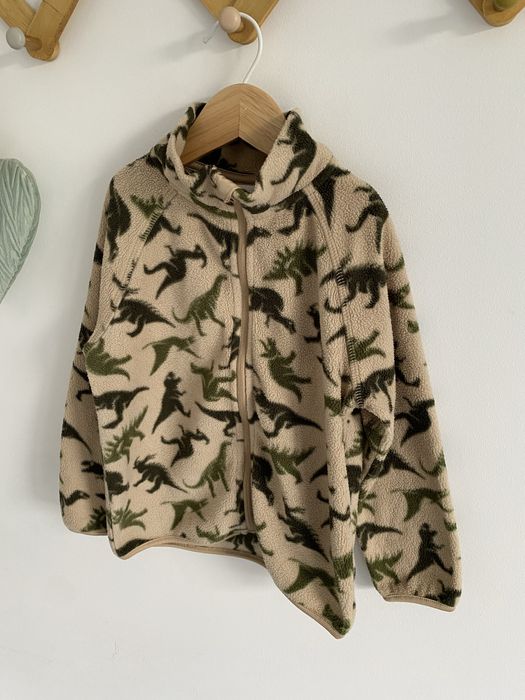 Bluza polar h&m 104 na suwak dinozaury khaki