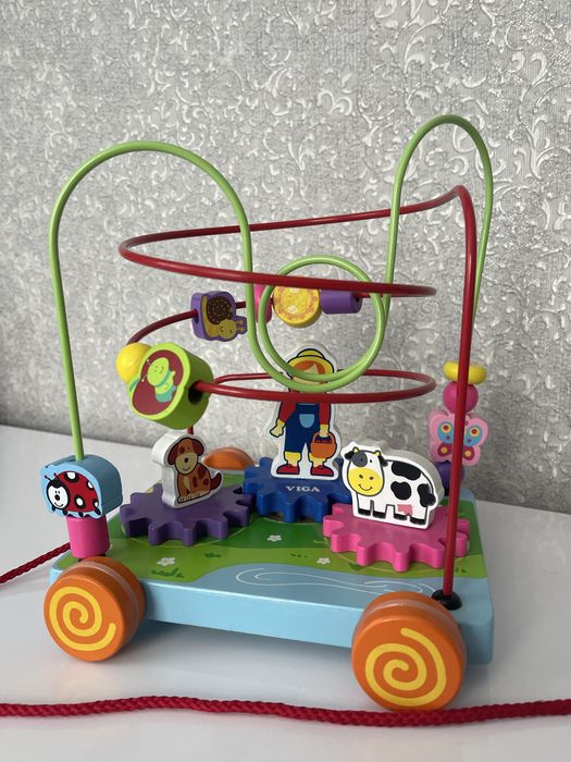 Дерев'яний лабіринт-каталка Viga Toys, машинка