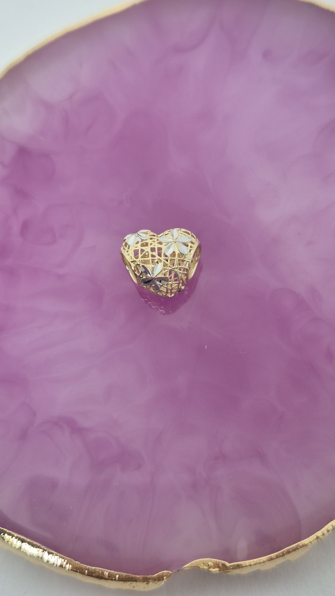 Nowy złoty charms do bransoletki typu Pandora serce dwa kolory złota