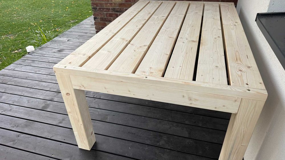 Stół ogrodowy lite drewno świerkowe surowy