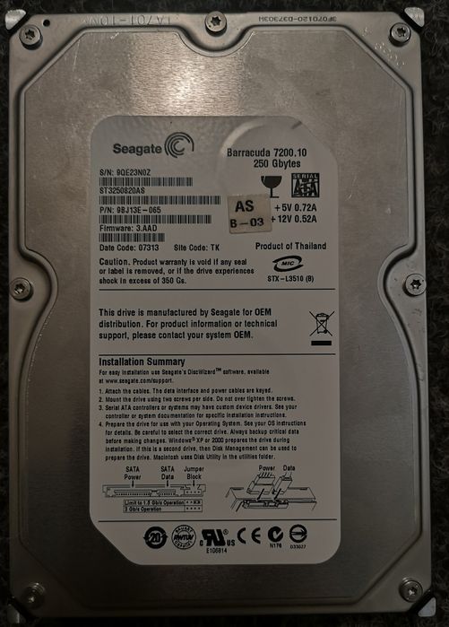 Dysk HDD 250GB Seagate