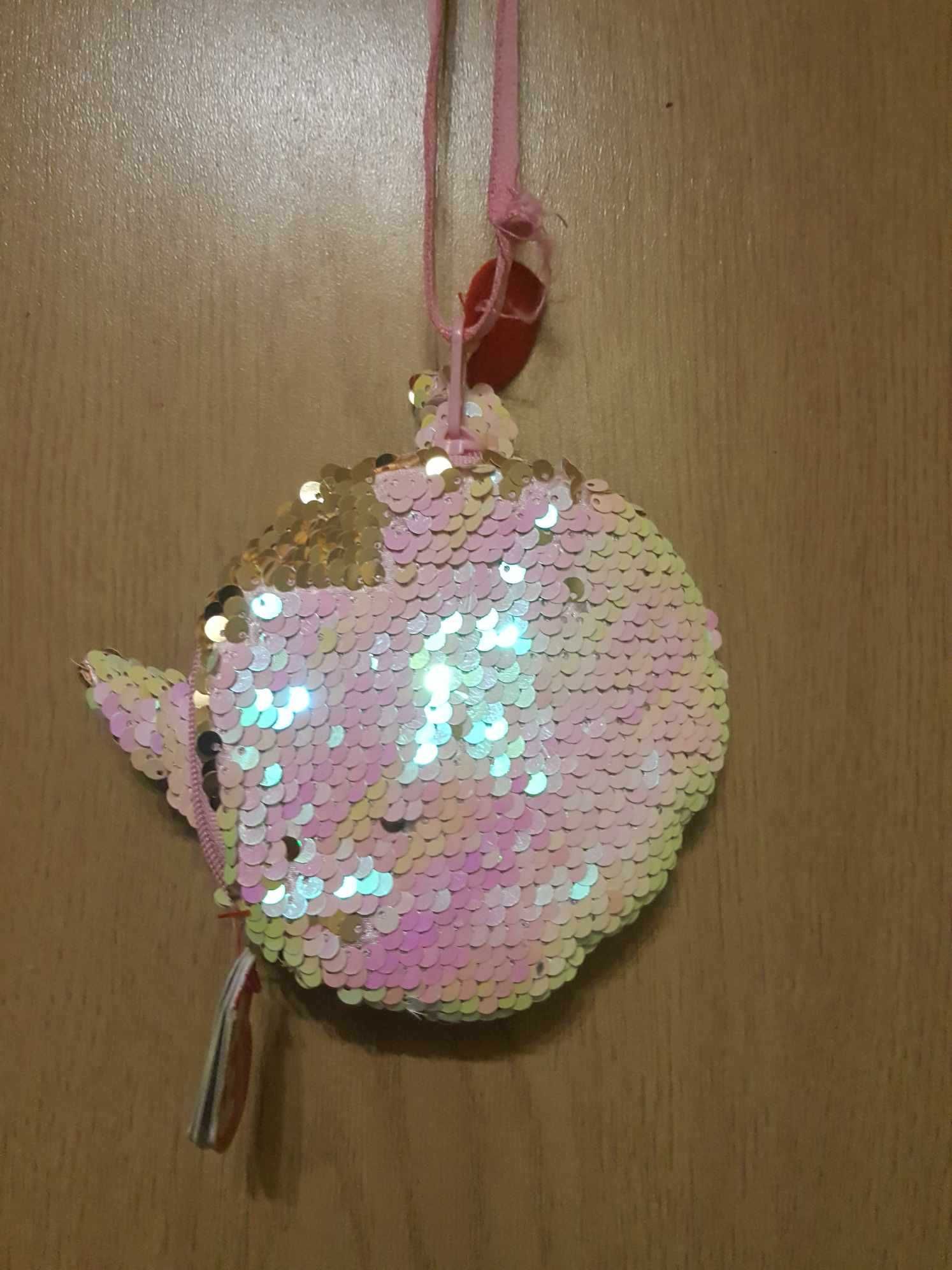 Cekinowy portfelik Jednorożec Torba na nadgarstek różowy Ty Fashion