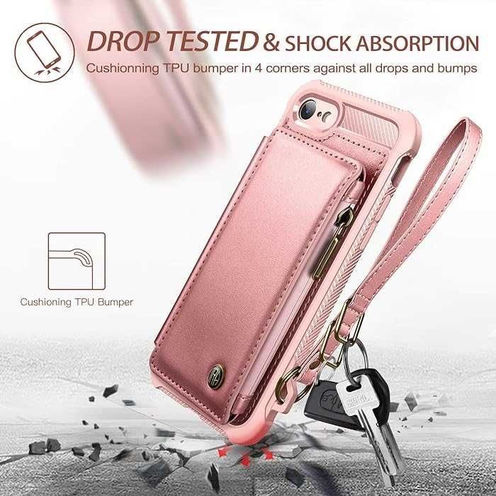 Dracool iPhone 7/8 SE 2020 SE 2022 portfel etui 360 mocne pancerne róż