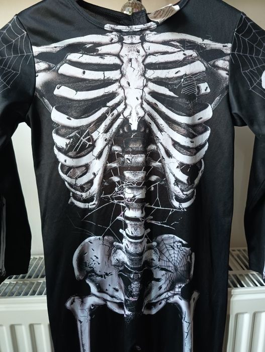 Strój karnawałowy, przebranie halloween, kostium szkielet 122/128