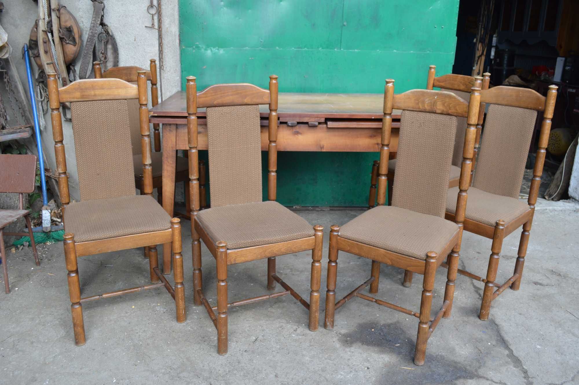 stół z krzesłami prl retro vintage stare meble