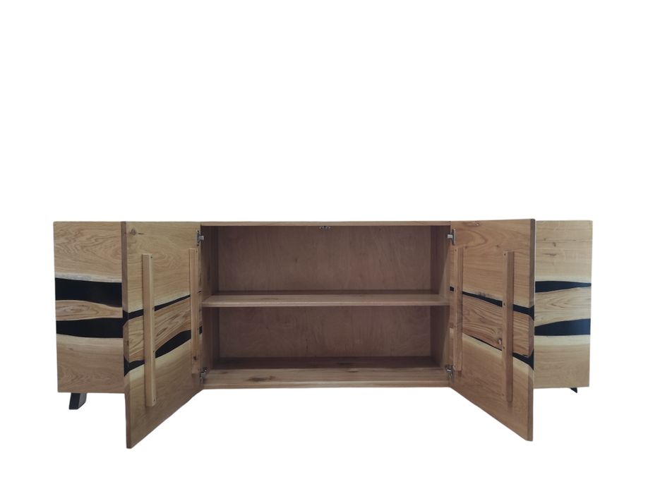 Komoda dębowa 220x45x80, żywica epoksydowa