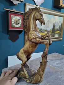 Stara rzeźba koń alabaster Francja 1950r