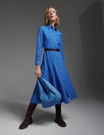 Сукня рубашка плаття платье миди макси синее голубое М-L