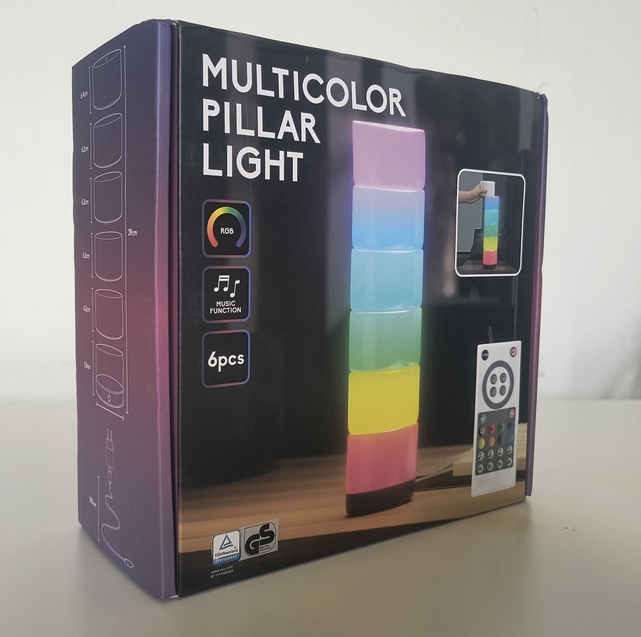 Multicolor Pillar Light – LED RGB + funkcja muzyczna + pilot