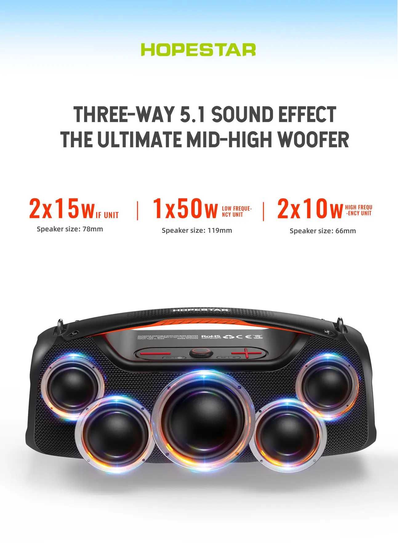 Hopestar A60 100w - Bluetooth колонки чорні  (Оригінал) Є в наявності