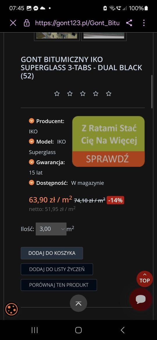 Gont na dach Nowy pilna sprzedaż
