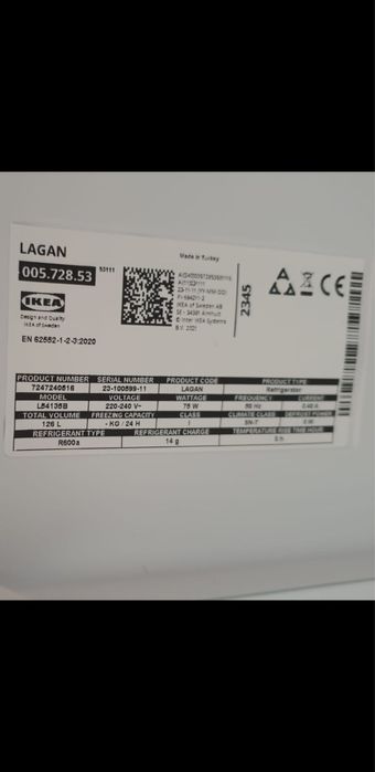 IKEA Lagan lodówka zintegrowana do zabudowy 126l NOWA