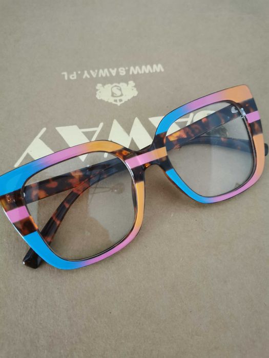 Okulary zerówki kwadratowe oprawki kolorowe damskie