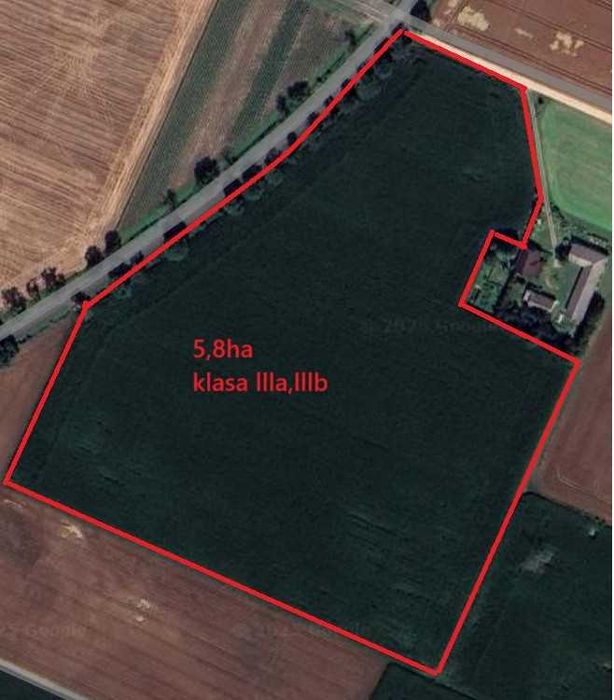 działka rolna 5,8ha, klasa llla oraz lllb,  135tys/ha