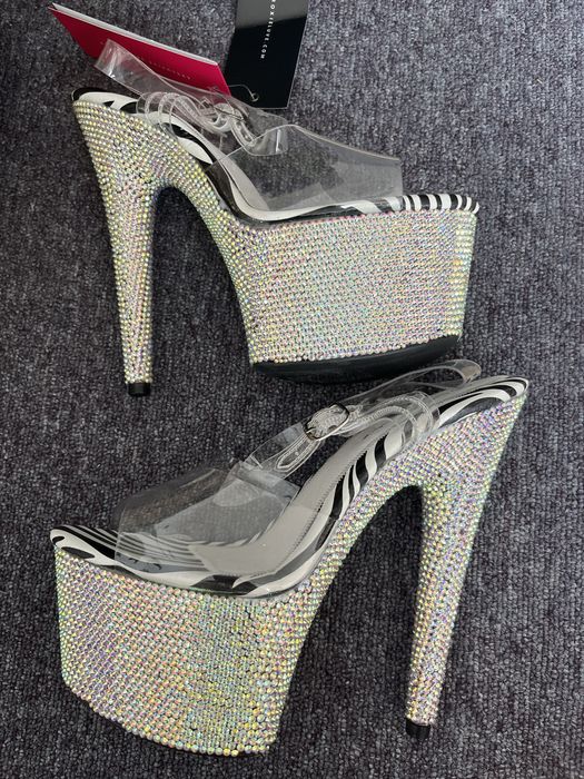 Buty na platformie r. 39 nowe transparentne jak pleaser zebra Roxie