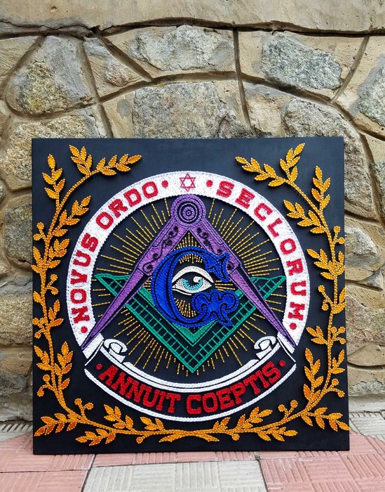Стринг арт Всевидящее око, масонские знаки декор, всевидящий глаз арт