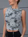 Top Crop Siateczkowy Dopasowany Tie Dye Szary Casual Shein Xs 34