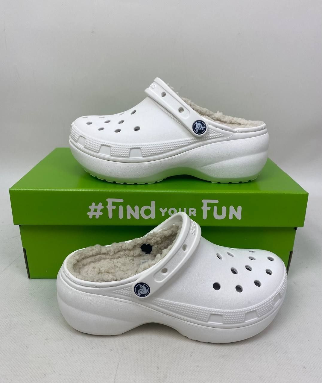 New Crocs Classic Platform Lined крокси з хутром  жіночі сабо