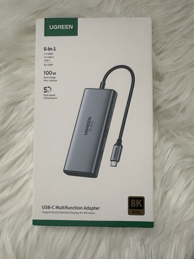Adapter ugreen 6 w 1 usb c hdmi usb a rozgałęźnik 100W