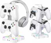 stojak na słuchawki pady gaming rgb podświetlany pc xbox biały