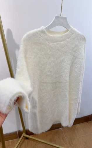 Sweter puszysty luźny damski z długim rękawem luźna S/M