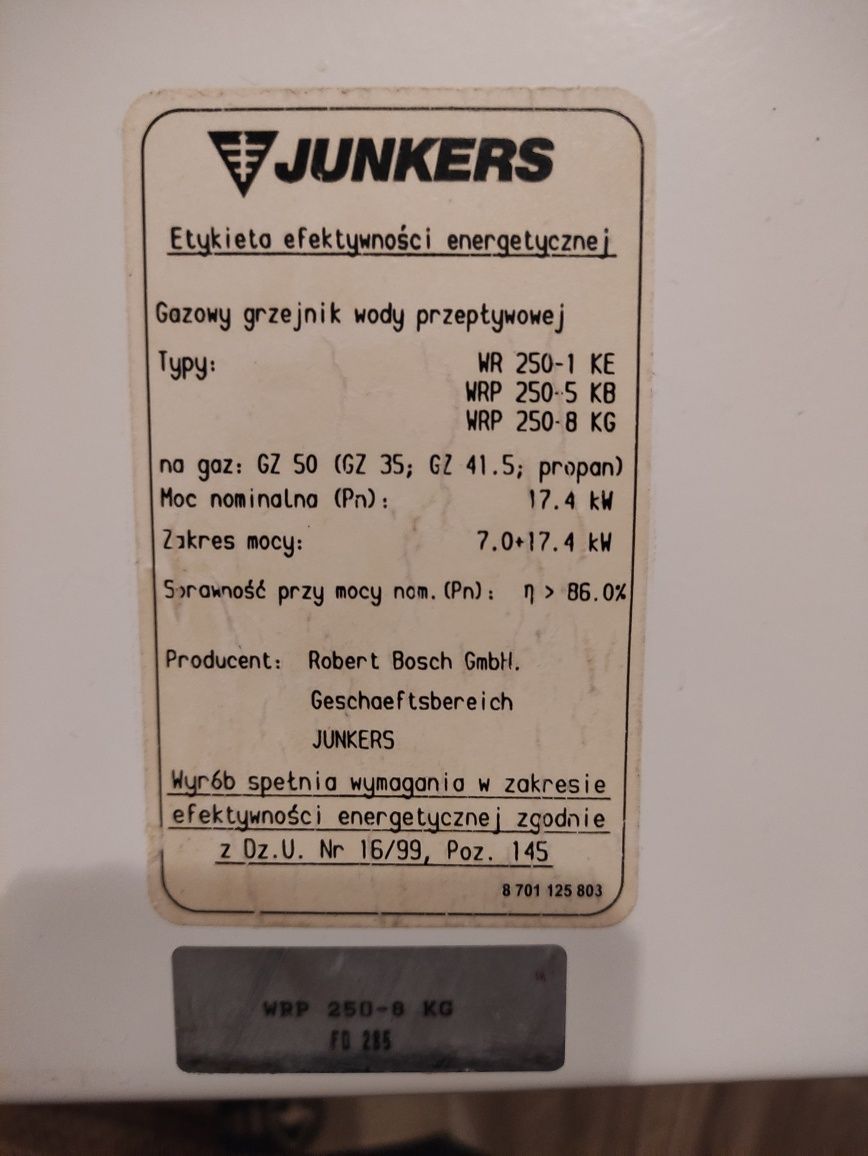 Sprzedam piec Junkers sprawny !!!