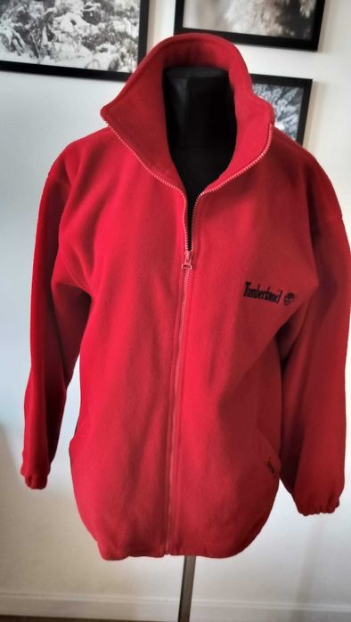 Bluza damska XL gruby polar czerwona miła kieszenie Timberland