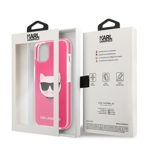 Karl Lagerfeld Etui Ochronne Fuksja Choupette Head - iPhone 13 6,1"