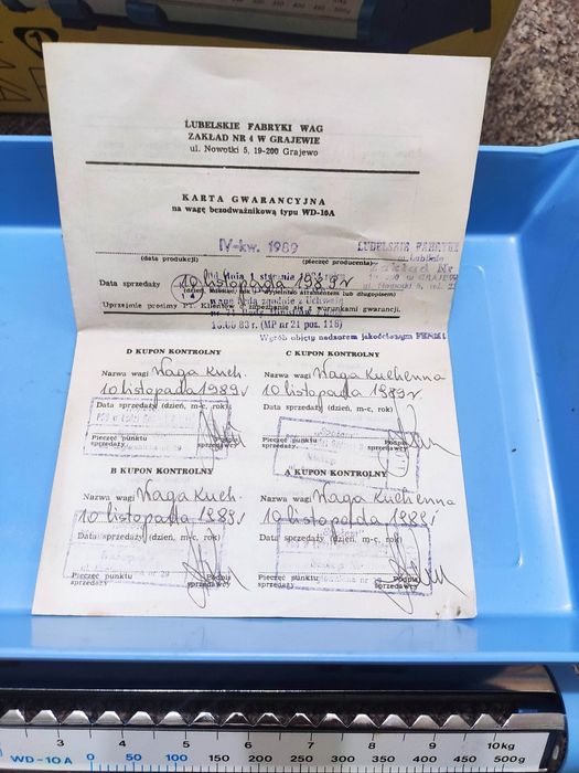 Waga domowa przesuwnikowa Wd-10a 1989