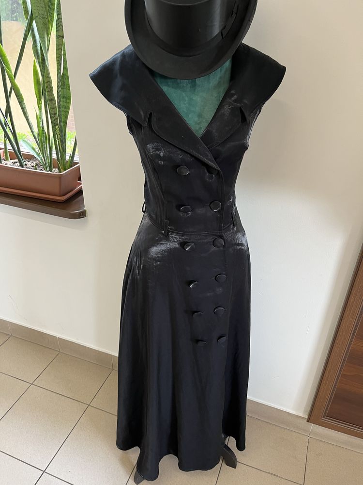 Suknia balowa czarna z tafty retro vintage po mamie rozm M
