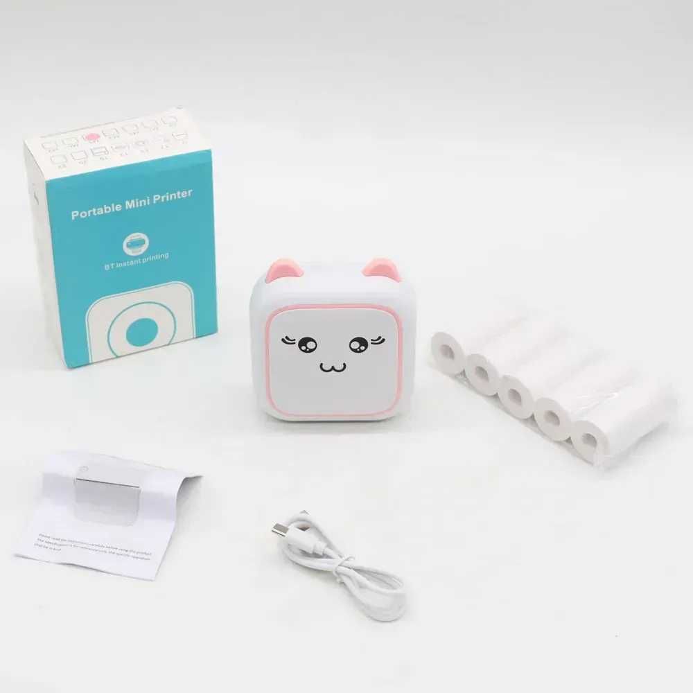 Дитячий термопринтер з Bluetooth + 5 рулонів термопаперу, USB, М5