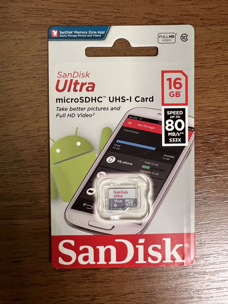 Карти пам’яті, флешки, ScanDisk оригінал 16 Gb MicroSD