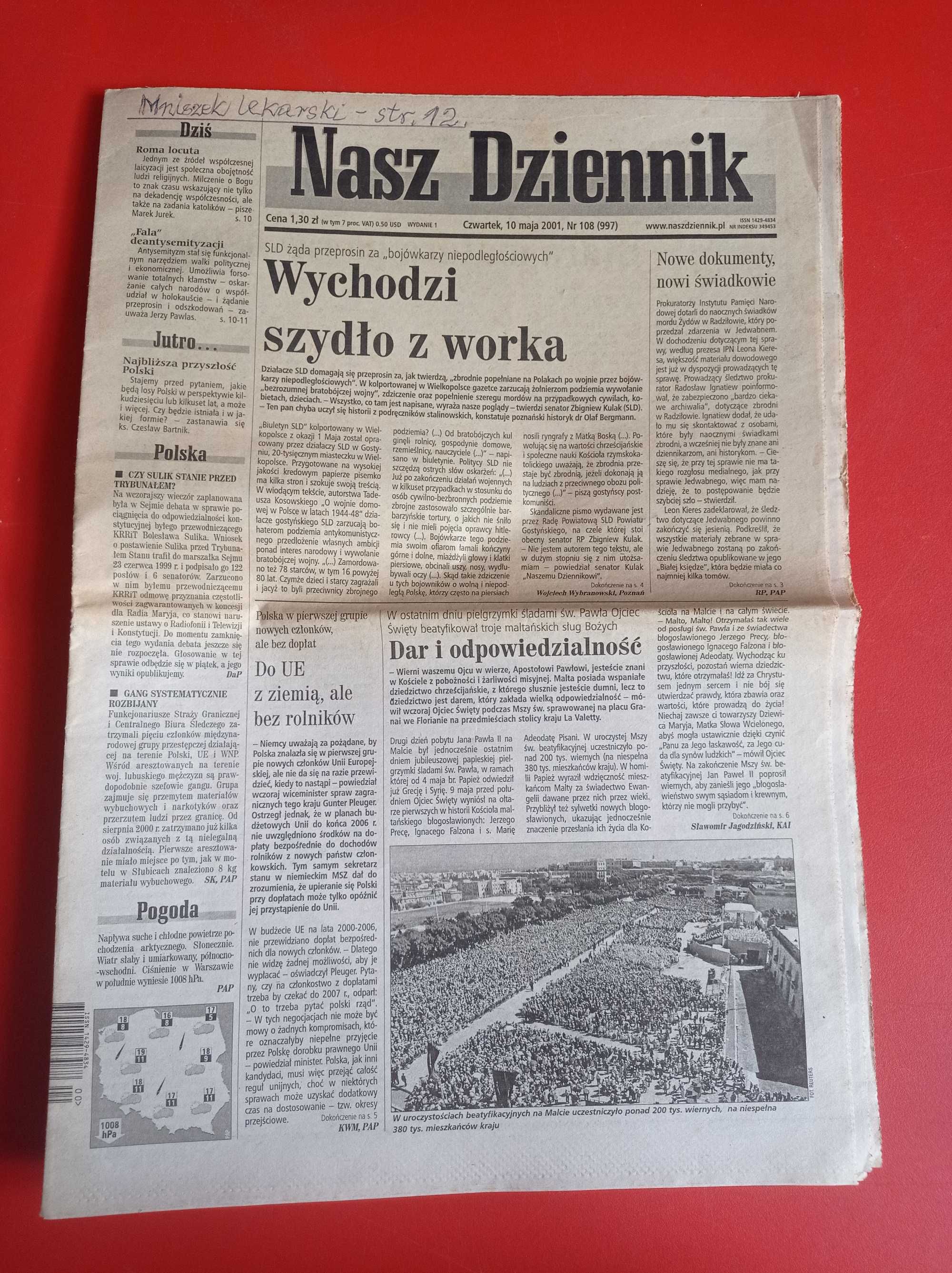 Nasz Dziennik, nr 108/2001, 10 maja 2001