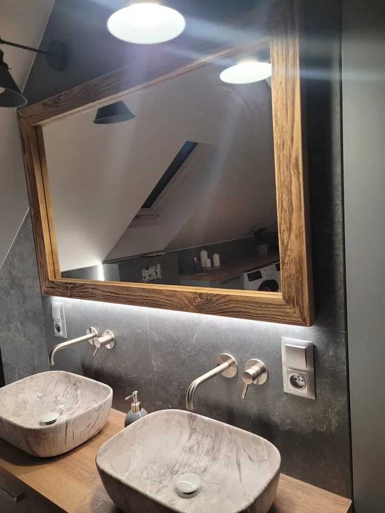Lustro w drewnianej ramie na wymiar Wrocław