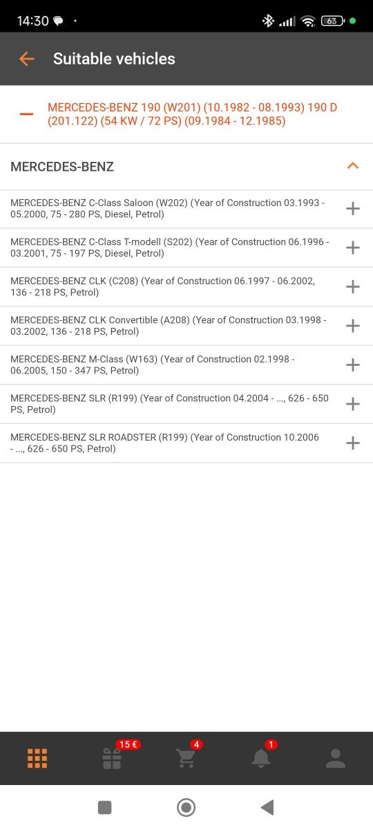 Filtro ar Mercedes W202