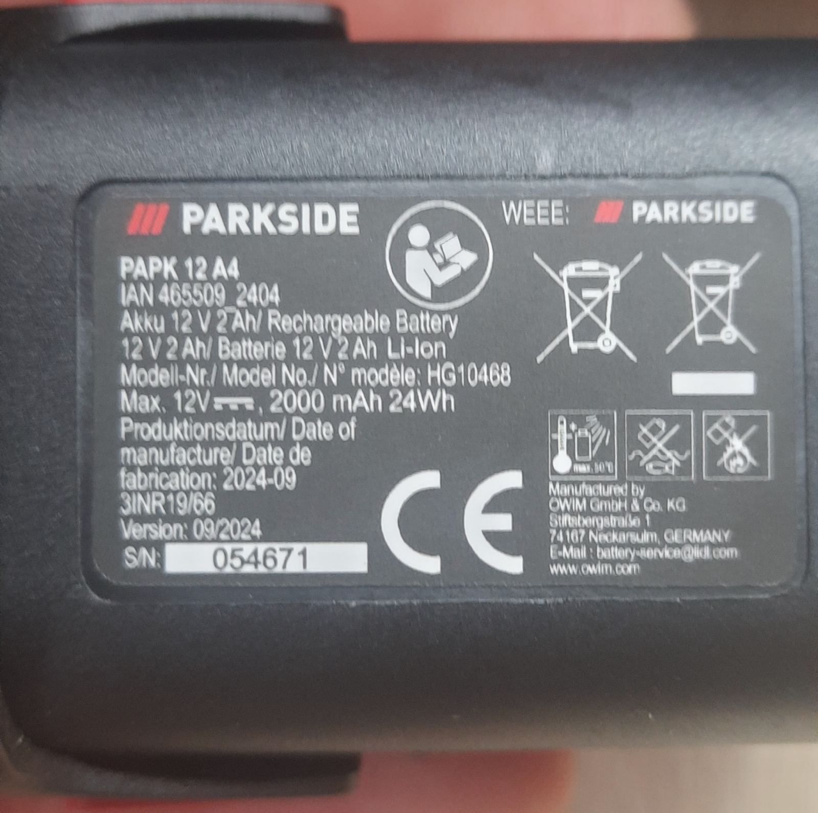 Шуруповерт PARKSIDE PBSPA 12 E4