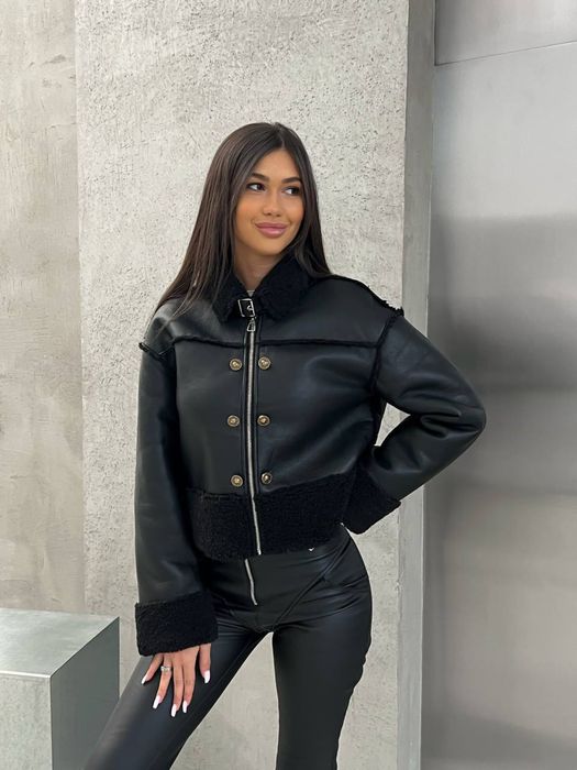 Вкорочена трендова дублянка, люкс якість, автоледі | Женская дубленка