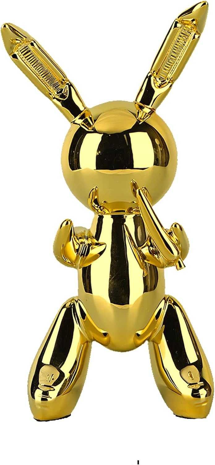 Figurka rzeżba królik ozdoba złota w kształcie balonu z żywicy 12cm