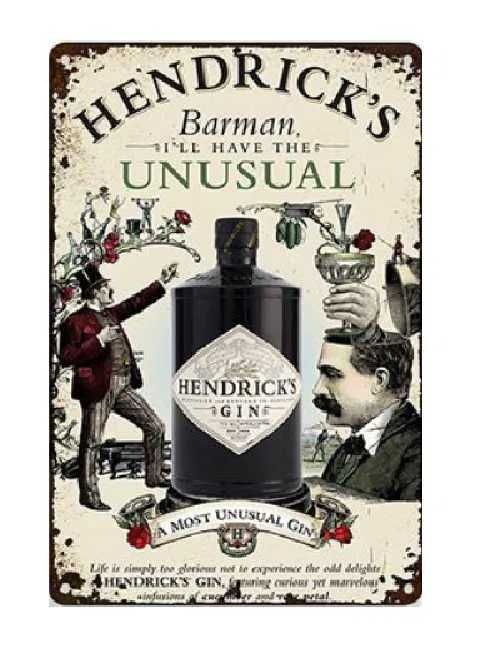 7 Placas decorativas retro, novas, de Whiskys e + bebidas, 30 x 20 cm.