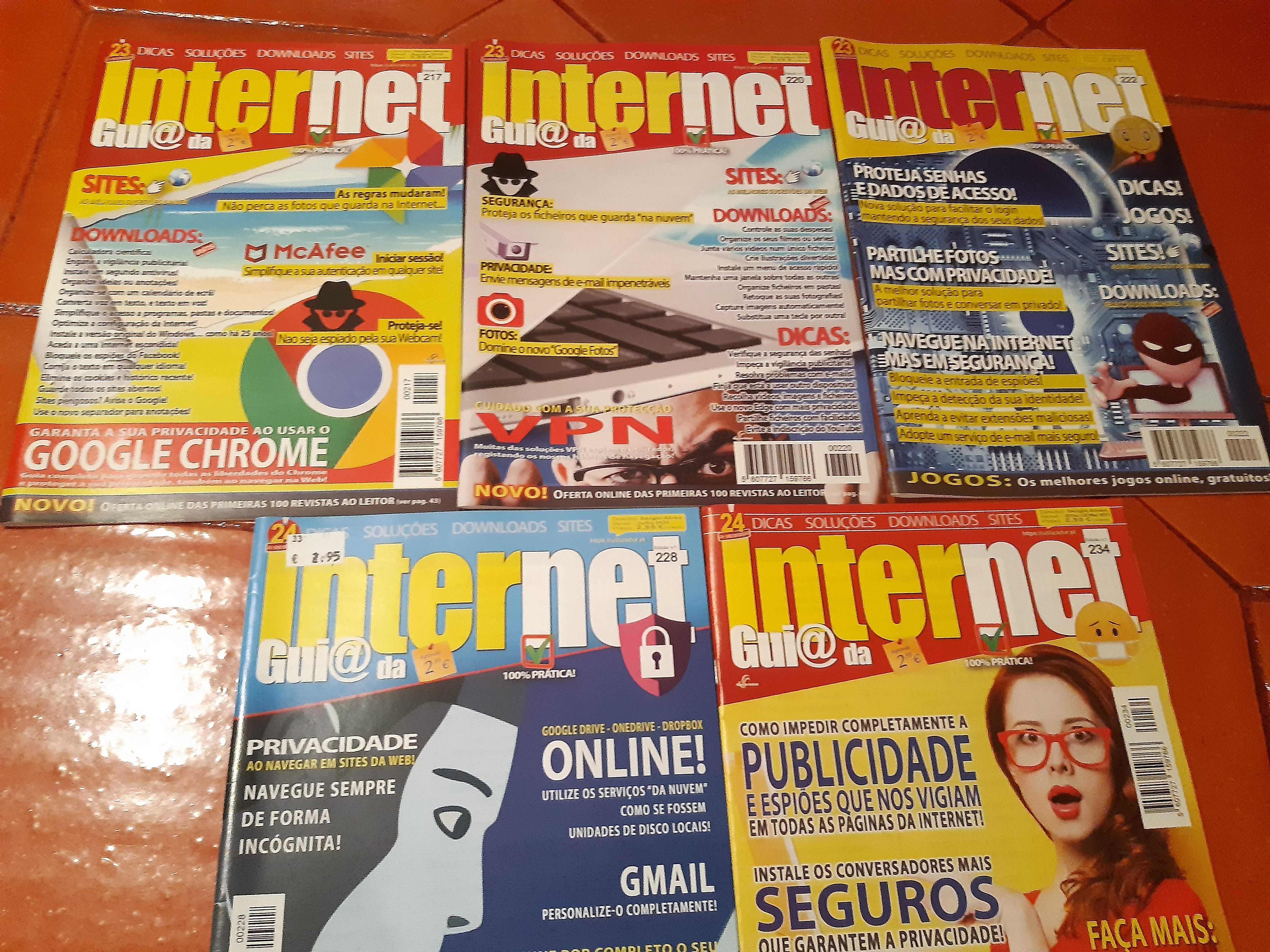5 revistas INTERNET,  n°s 217,220,222,228,234, c/novas