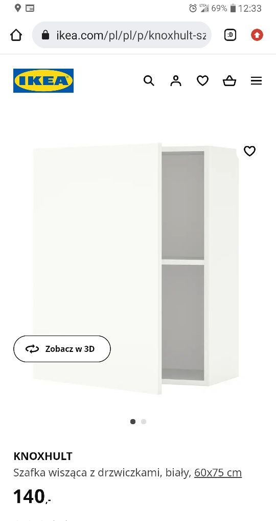 Szafka wisząca IKEA knoxhult 60x75x31