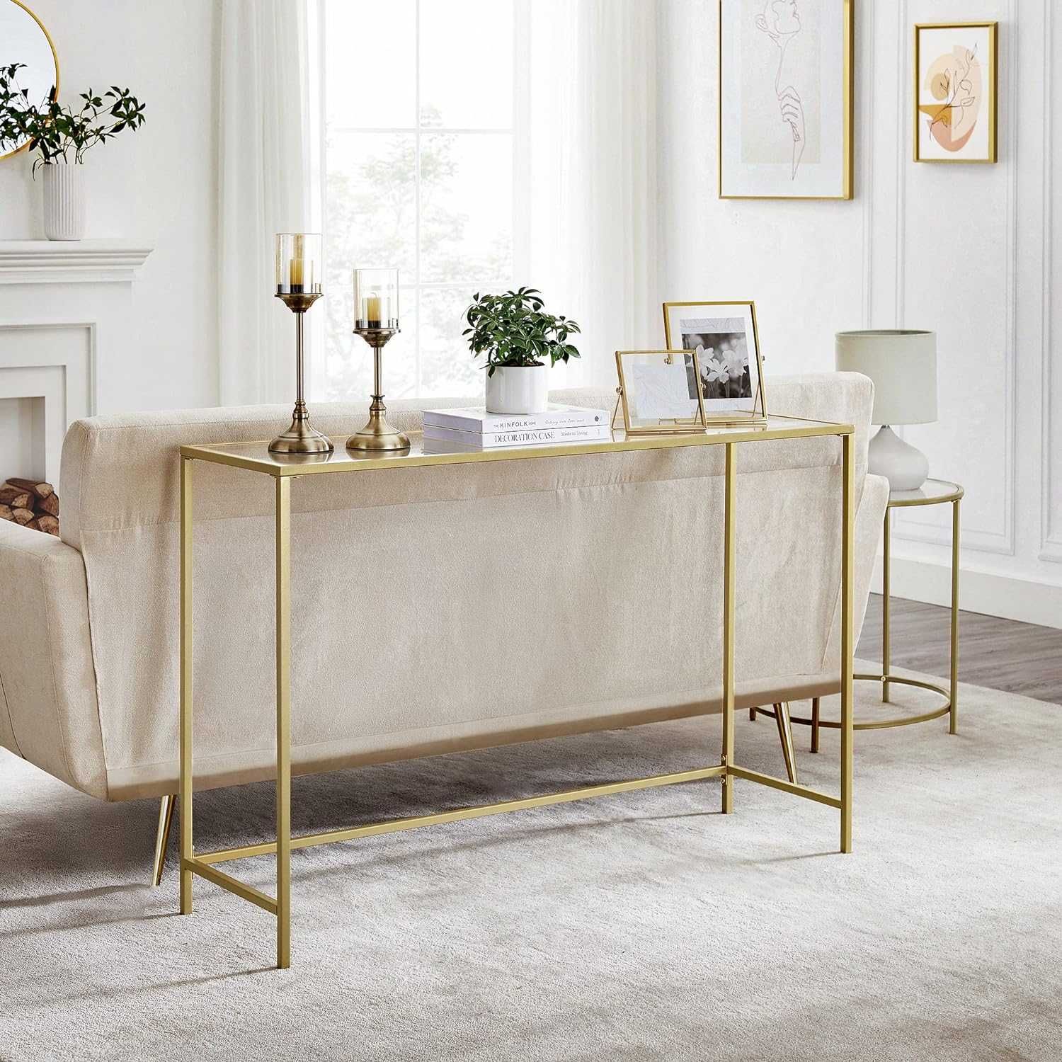 konsola stolik złoty szkło glamour elegancki pod lustro korytarz