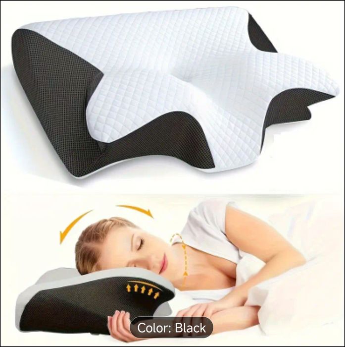 Travesseiro de Pescoço Viscoelástico, Ortopédico Ergonómico 2em1