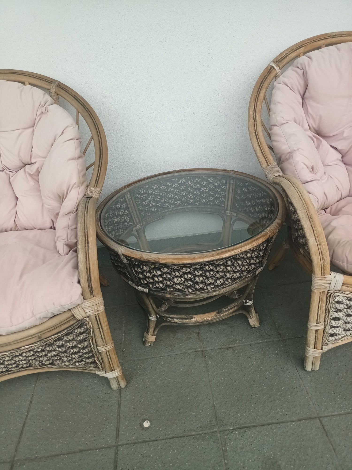 Komplet, meble ogrodowe, rattan