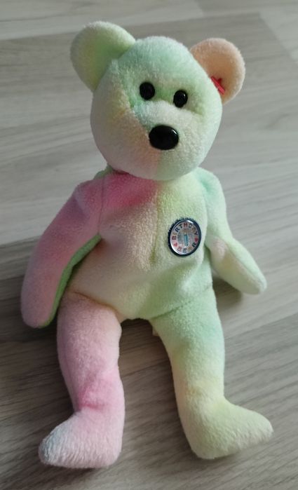 Ty Beanie Babies B.B. Bear 1999 Birthday Bear tęczowy miś maskotka 22c