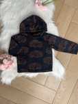 Bluza z kapturem H&M granatowa wozy strażackie z podszewką polarową 92