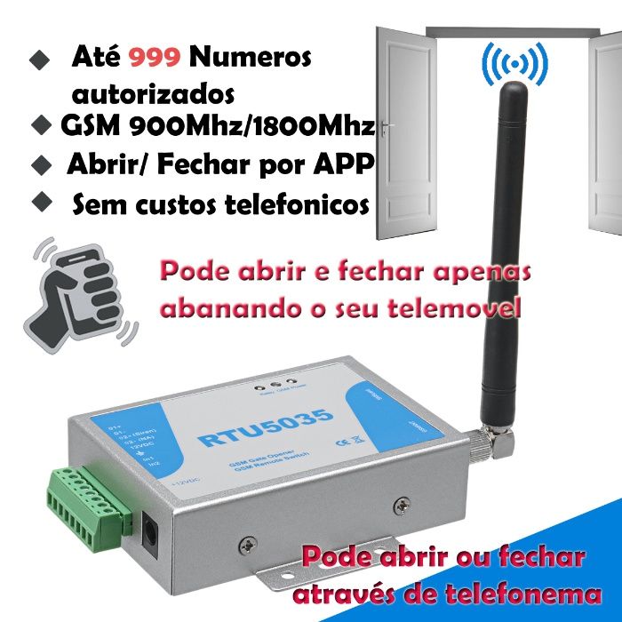 Modulo GSM abre portões com telemovel por chamada SMS APP até 999 nume