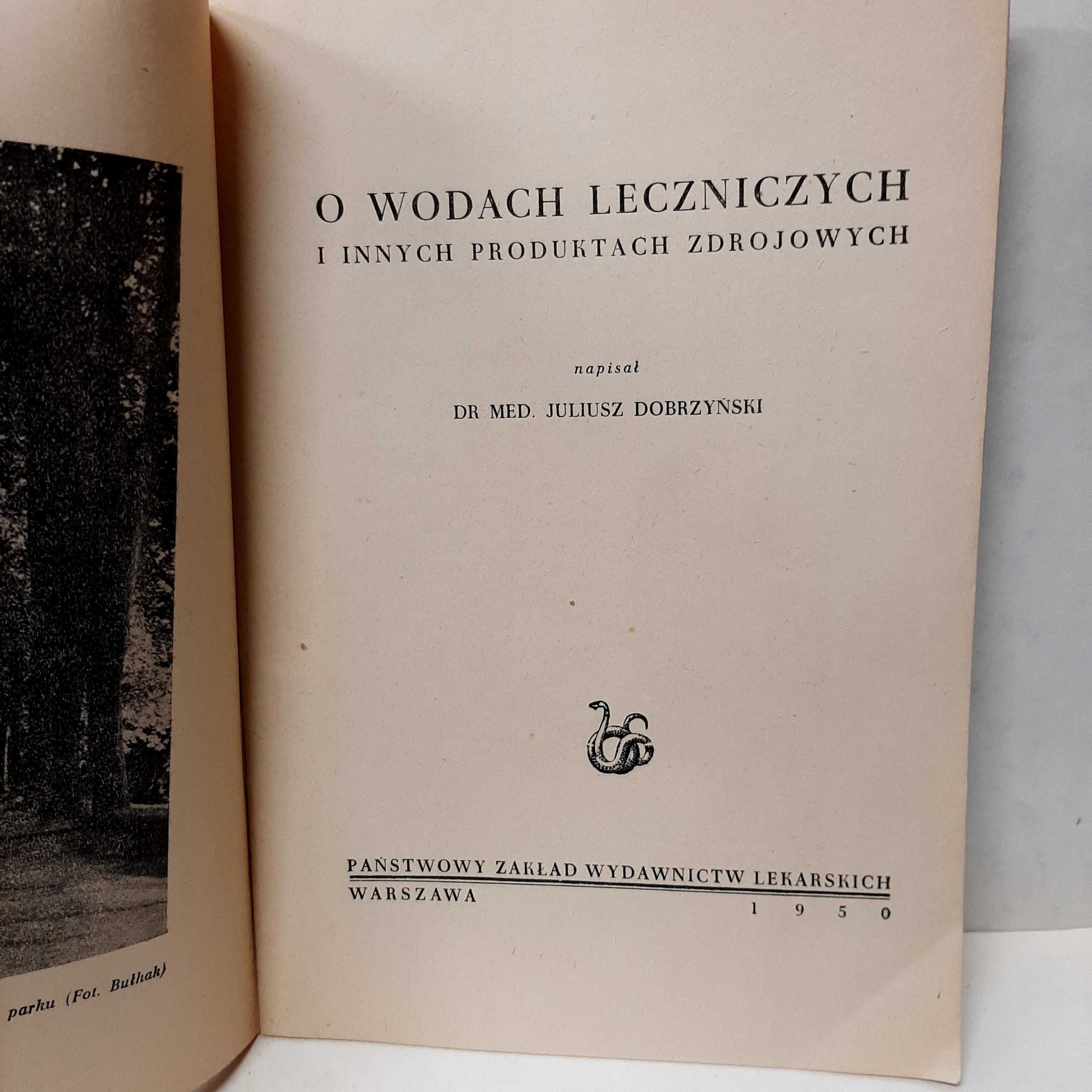 O wodach leczniczych J. Dobrzyński 1950r.