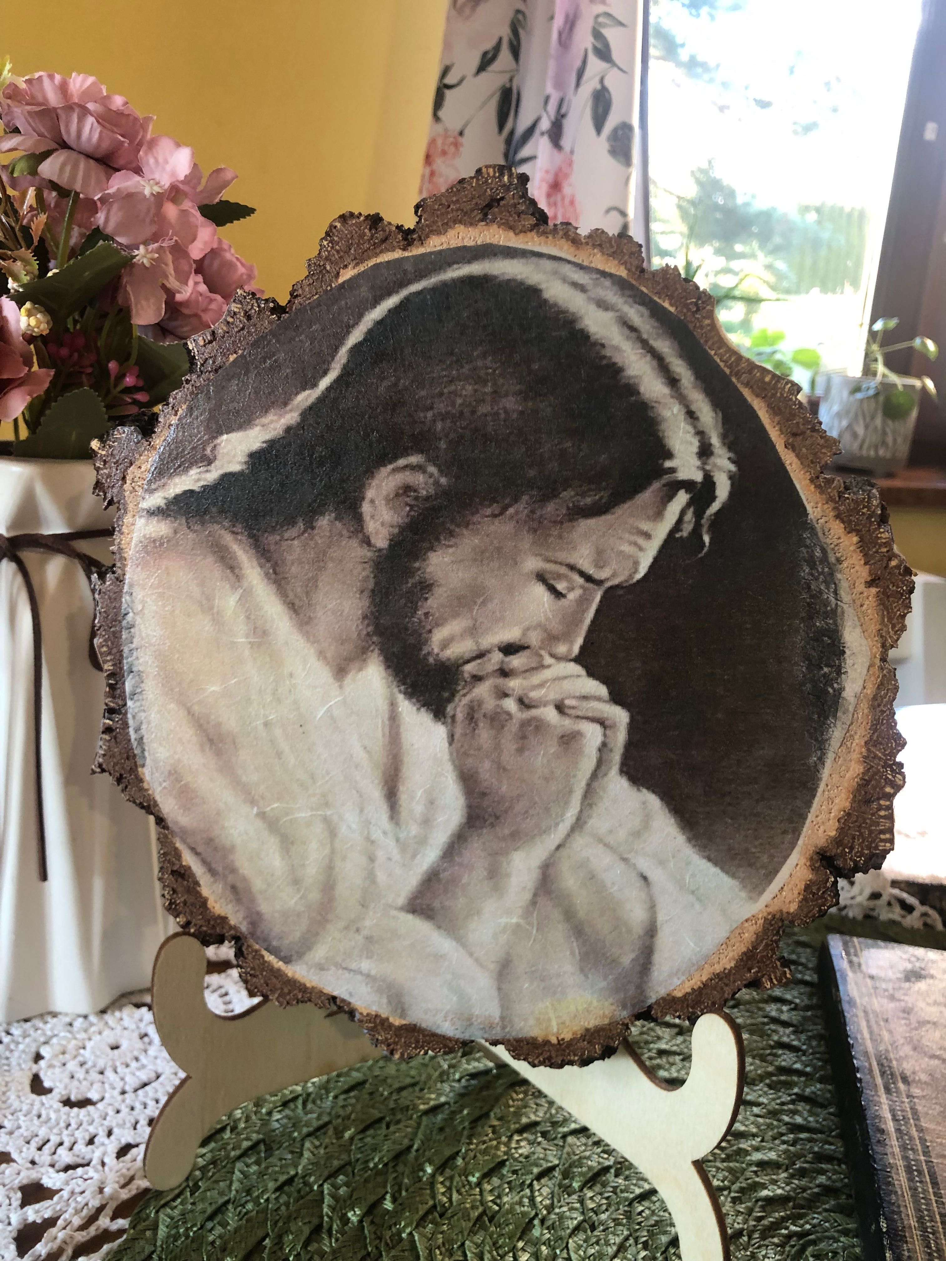 Obrazek na drewnie /Jezus na modlitwie