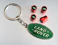 ** NOWY Breloczek LAND ROVER + Nakrętki na wentyle czerwone komplet